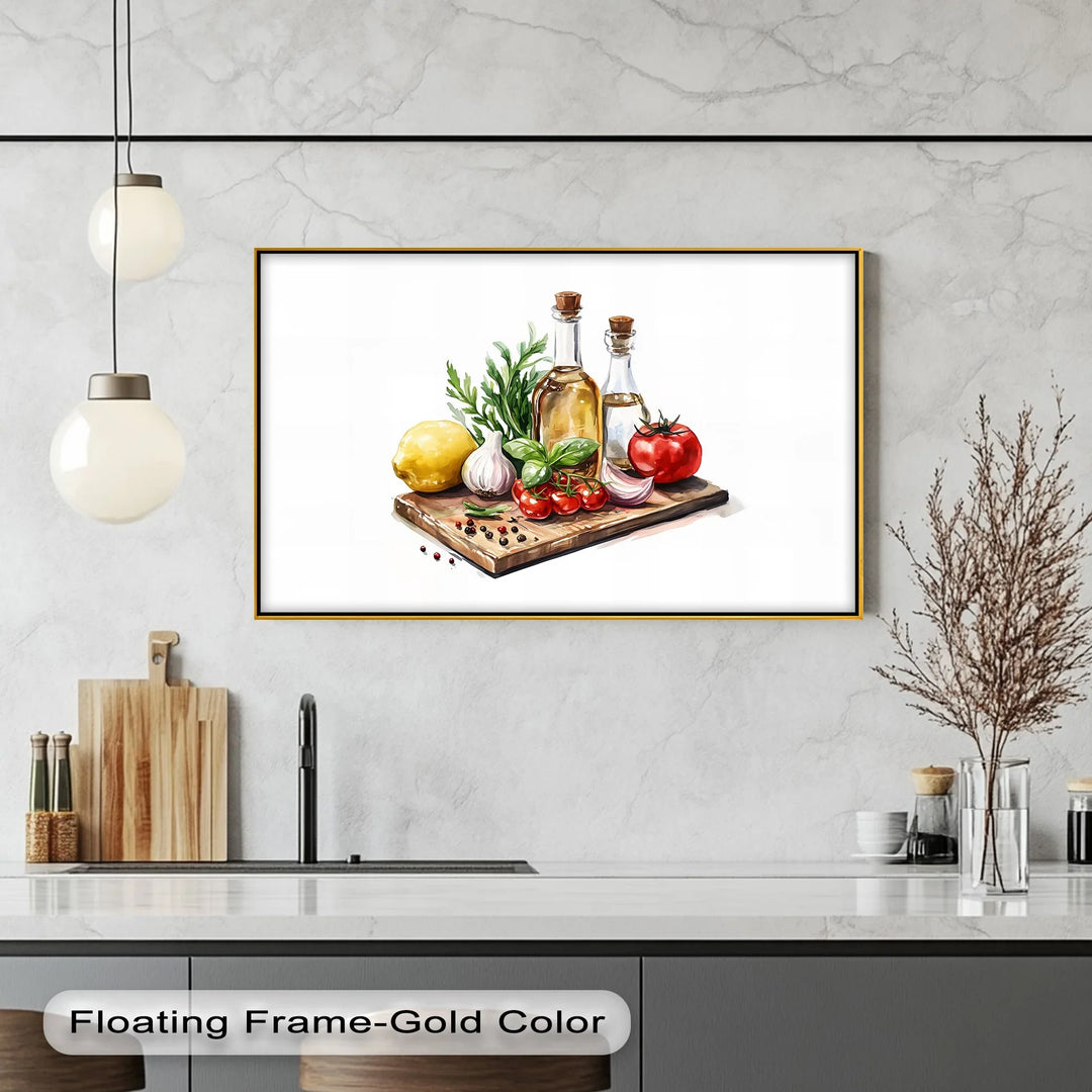 Fresh Mediterranean Ingredients – Rustic Kitchen Canvas Print - MyPhotoStation