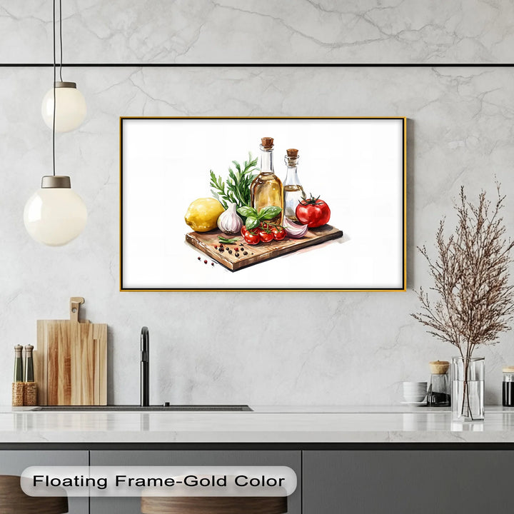 Fresh Mediterranean Ingredients – Rustic Kitchen Canvas Print - MyPhotoStation