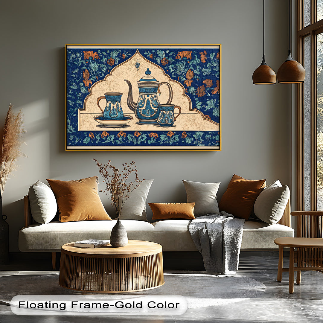 Ornate Blue Tea Set – Persian Canvas Print