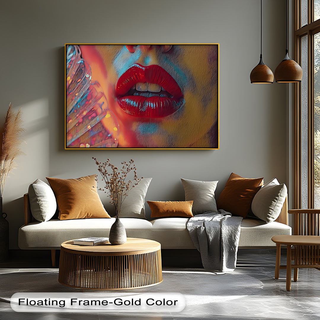 Crimson Heat – Erotic Red Lips Canvas Wall Art | Large Wall Art