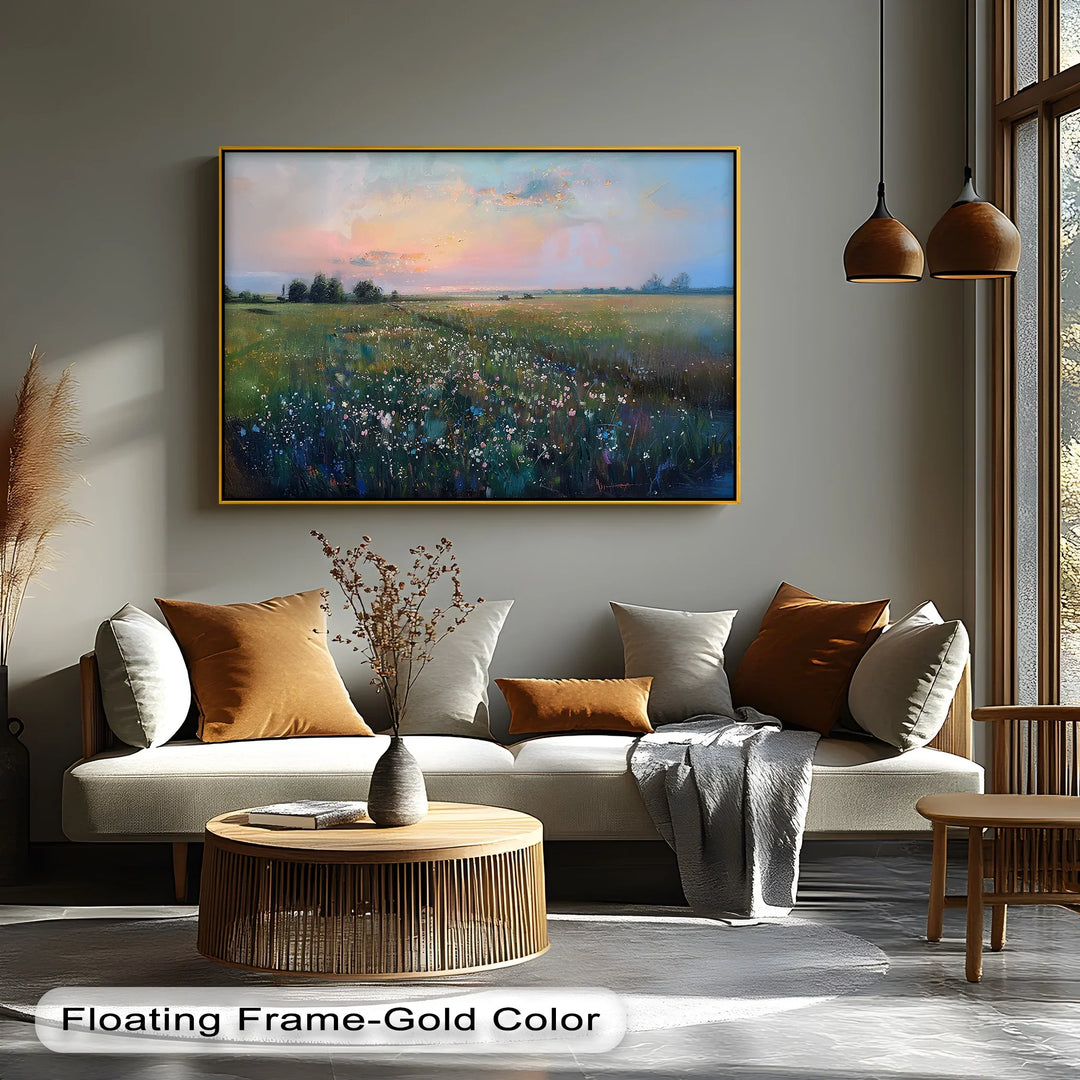 Pastel Twilight – Meadow in Bloom Landscape Canvas Print