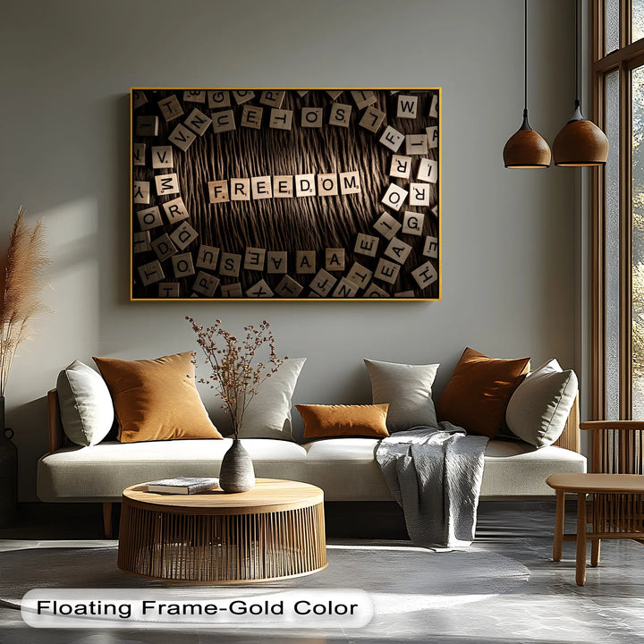Freedom in Letters – Scrabble-Inspired Motivational Canvas Print