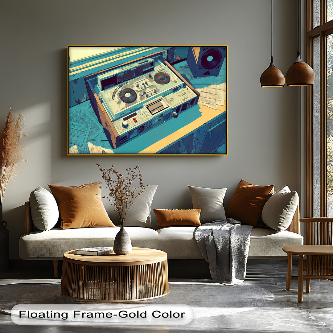 Backspin Station – Vintage DJ Console with Retro Tape Deck Canvas Print