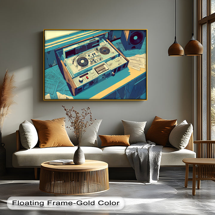 Backspin Station – Vintage DJ Console with Retro Tape Deck Canvas Print