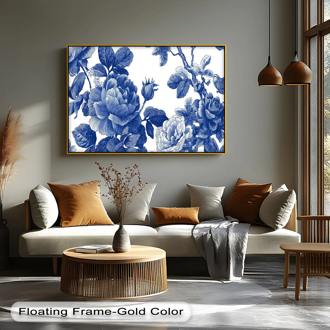 Botanical Blue Rose Garden – Vintage Floral Canvas Print - MyPhotoStation