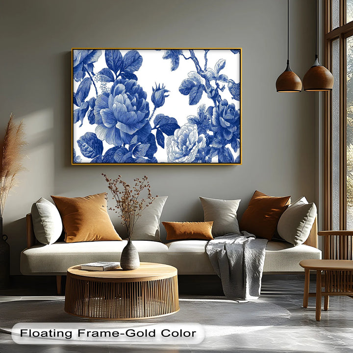 Botanical Blue Rose Garden – Vintage Floral Canvas Print - MyPhotoStation