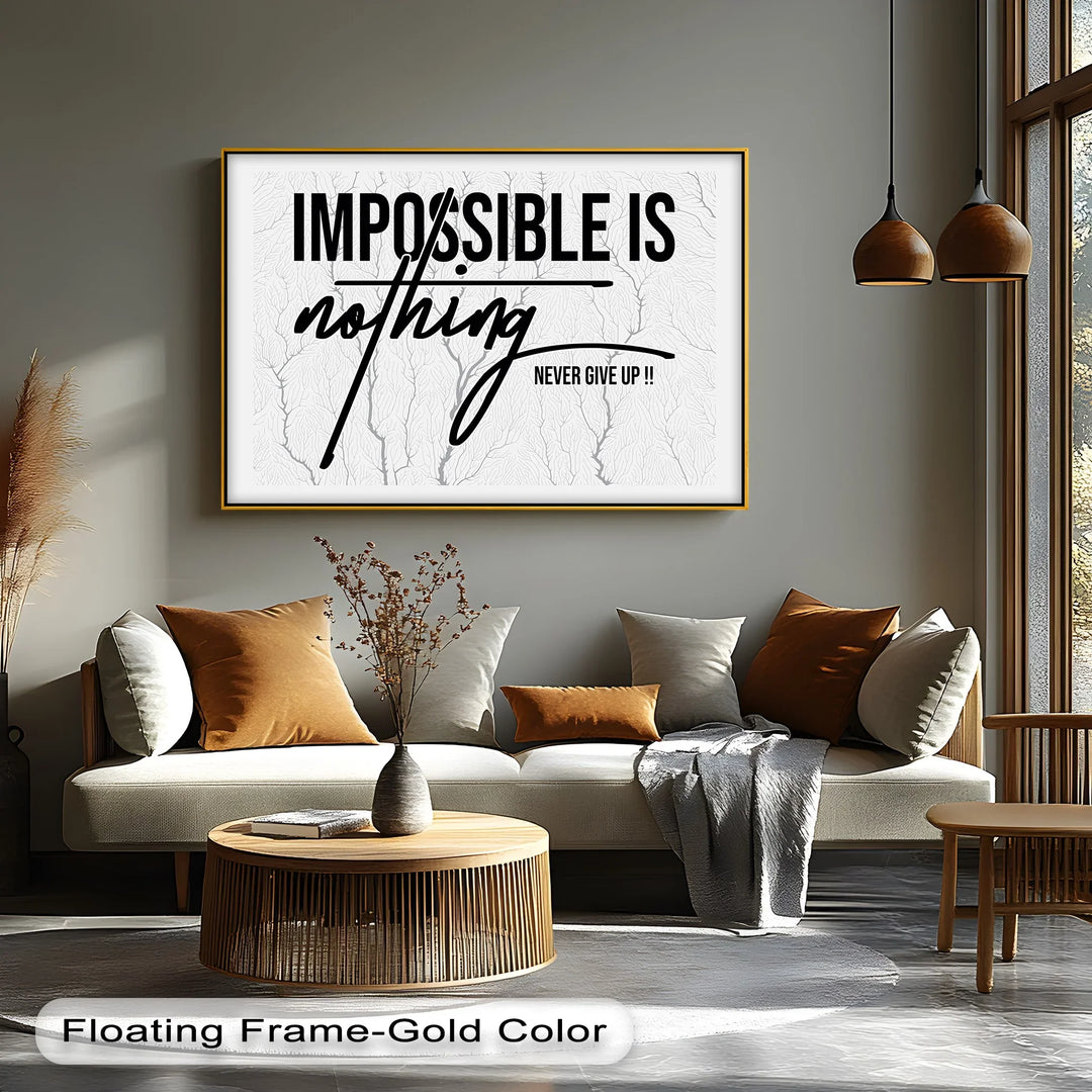 Impossible is Nothing – Black and White Motivational Canvas Print