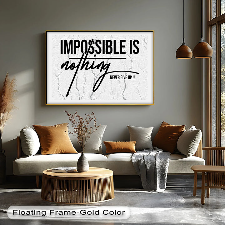 Impossible is Nothing – Black and White Motivational Canvas Print