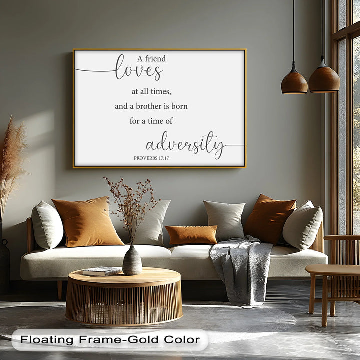 A Friend Loves at All Times – Proverbs 17:17 Scripture Canvas Print - MyPhotoStation