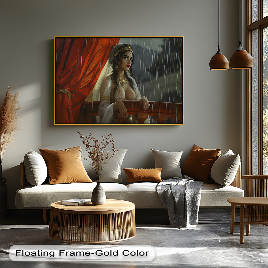 Velvet Rain – Balcony Erotic Canvas Wall Art | Framed Canvas