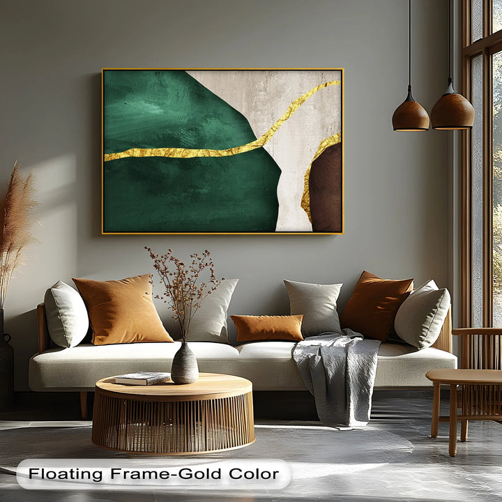 Emerald Divide – Abstract Green and Gold Canvas Print - MyPhotoStation