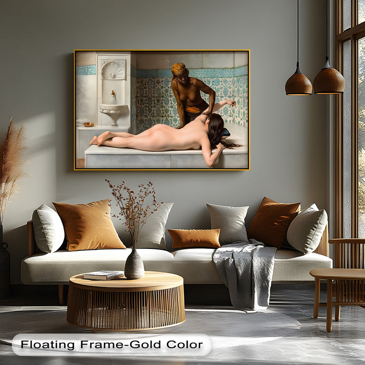The Bath Attendant – Hammam Erotic Canvas Wall Art | Naked Art