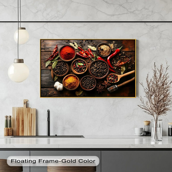 Spice Harmony – Rustic Spice Bowl Arrangement Kitchen Canvas Prints - MyPhotoStation