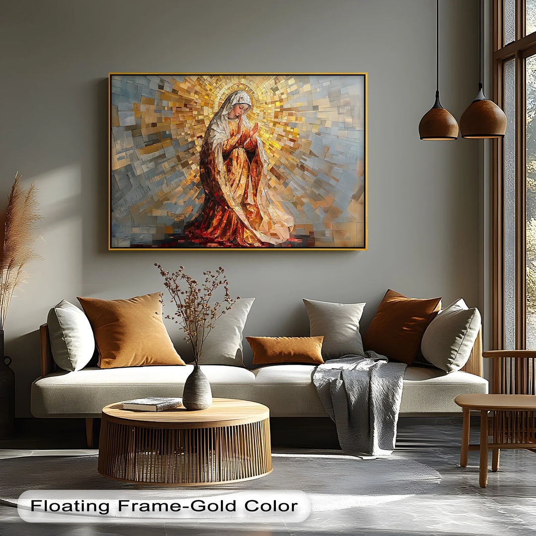 Radiant Grace – Virgin Mary Mosaic Style Canvas Print - MyPhotoStation