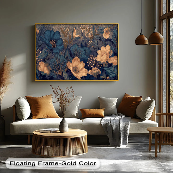 Midnight Garden in Gold and Teal – Canvas Print - MyPhotoStation