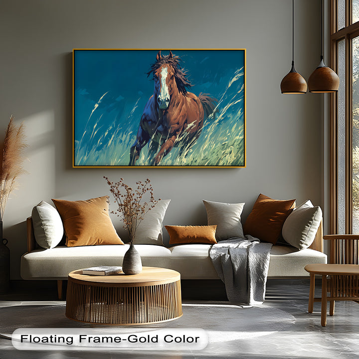 Wildfire Spirit – Galloping Horse in Vibrant Field Canvas Print