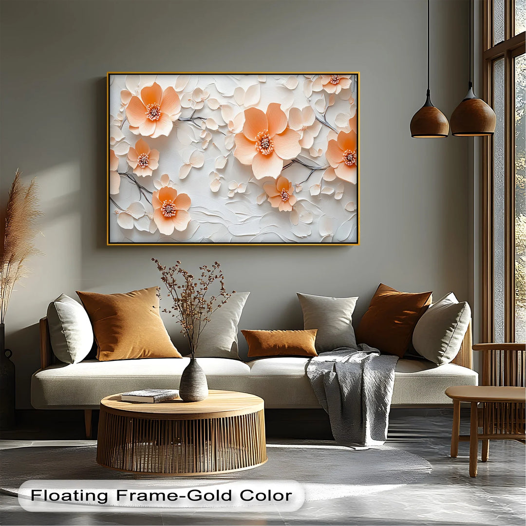 Petals in Porcelain – Delicate Peach Blossom Canvas Wall Art - MyPhotoStation