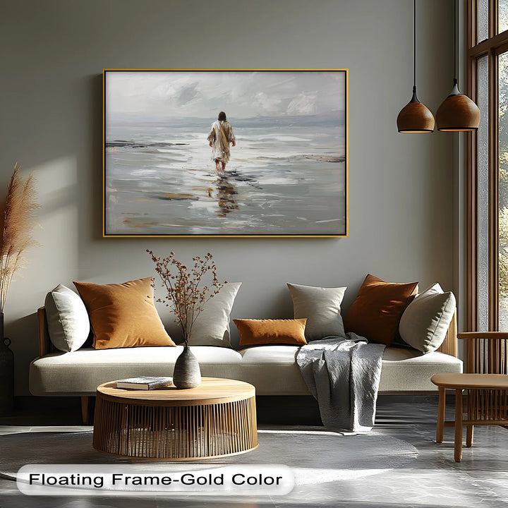 Sacred Solitude – Jesus Walking on the Shore Canvas Print - MyPhotoStation