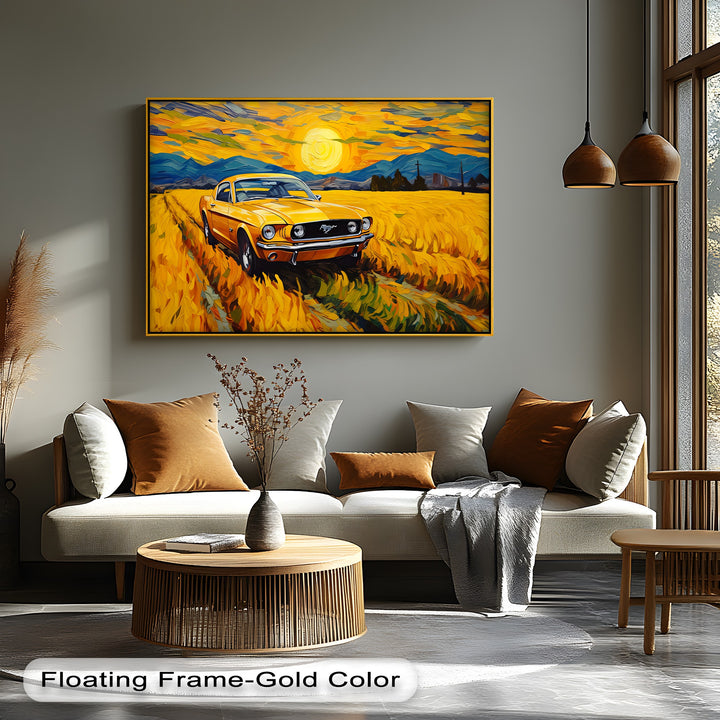 Golden Mustang Drive – Car Canvas Print