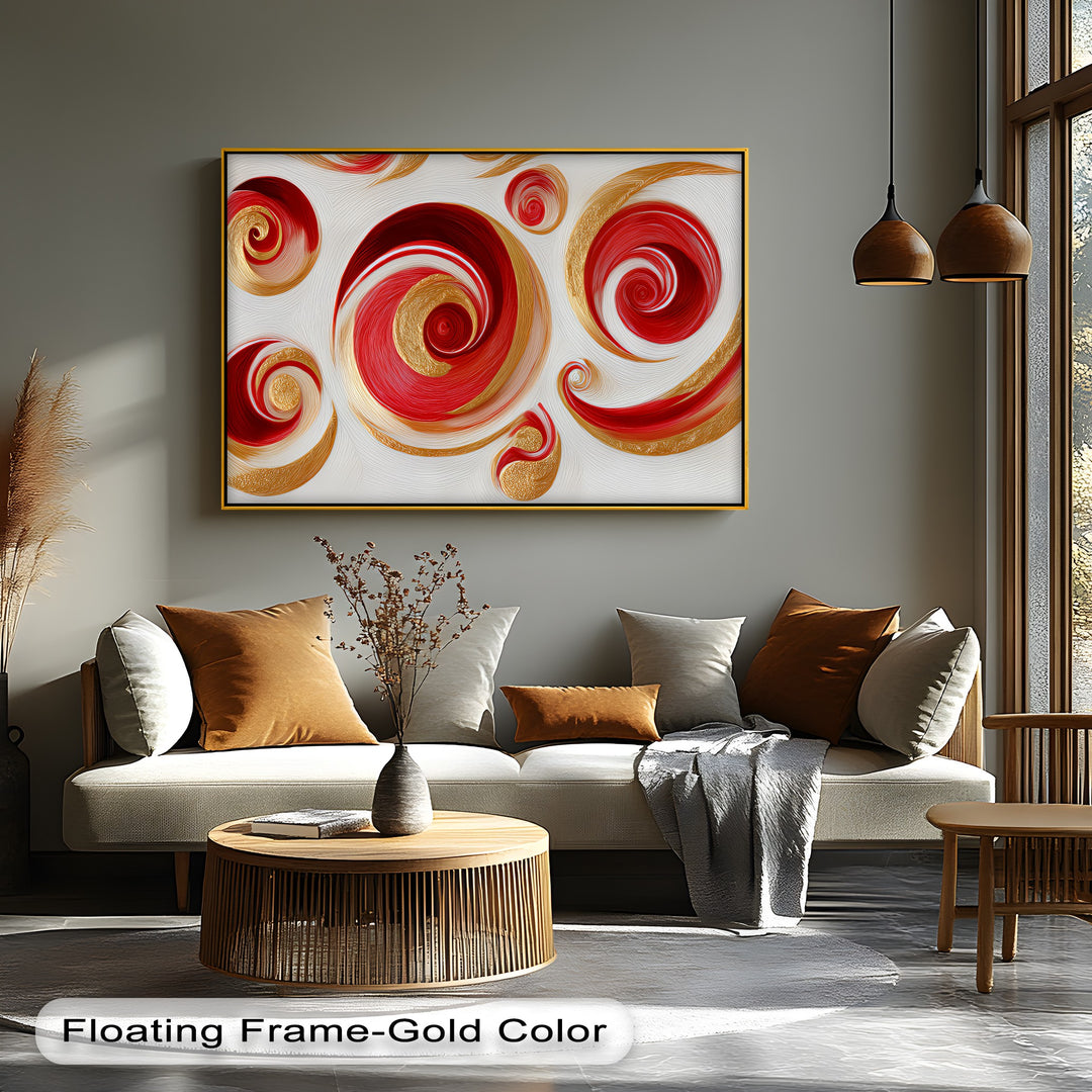 Golden Whirlwind – Red and Gold Abstract Spiral Canvas Print