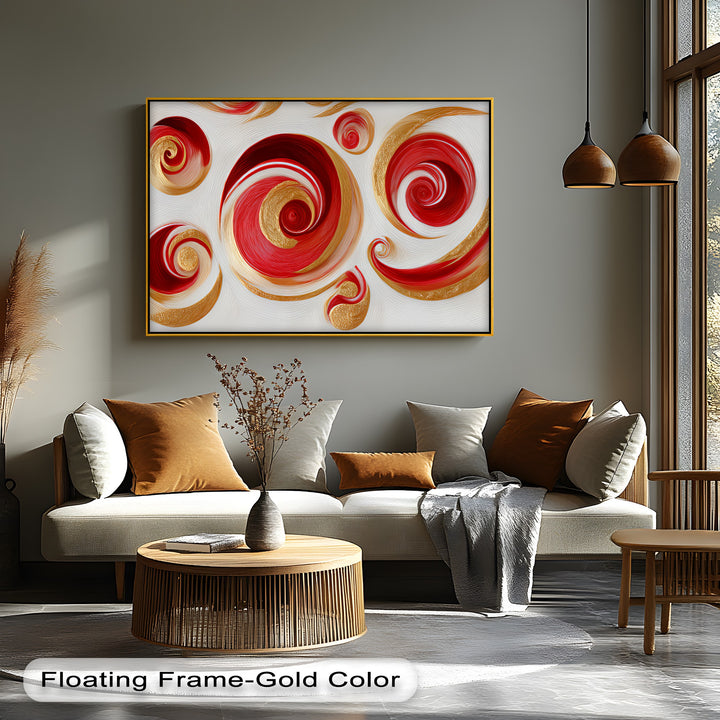 Golden Whirlwind – Red and Gold Abstract Spiral Canvas Print