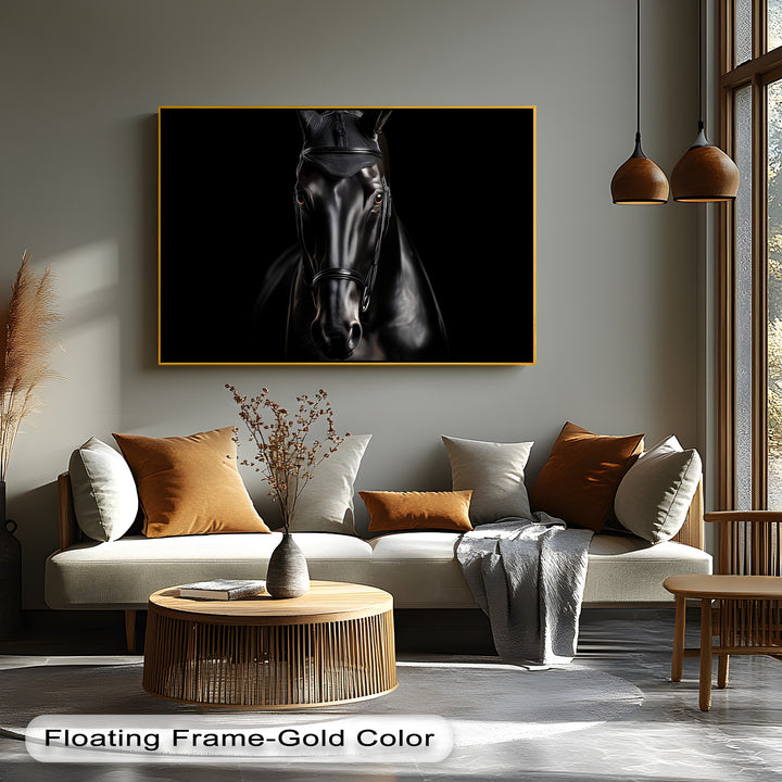 Noir Elegance – Black Horse Portrait Canvas Print