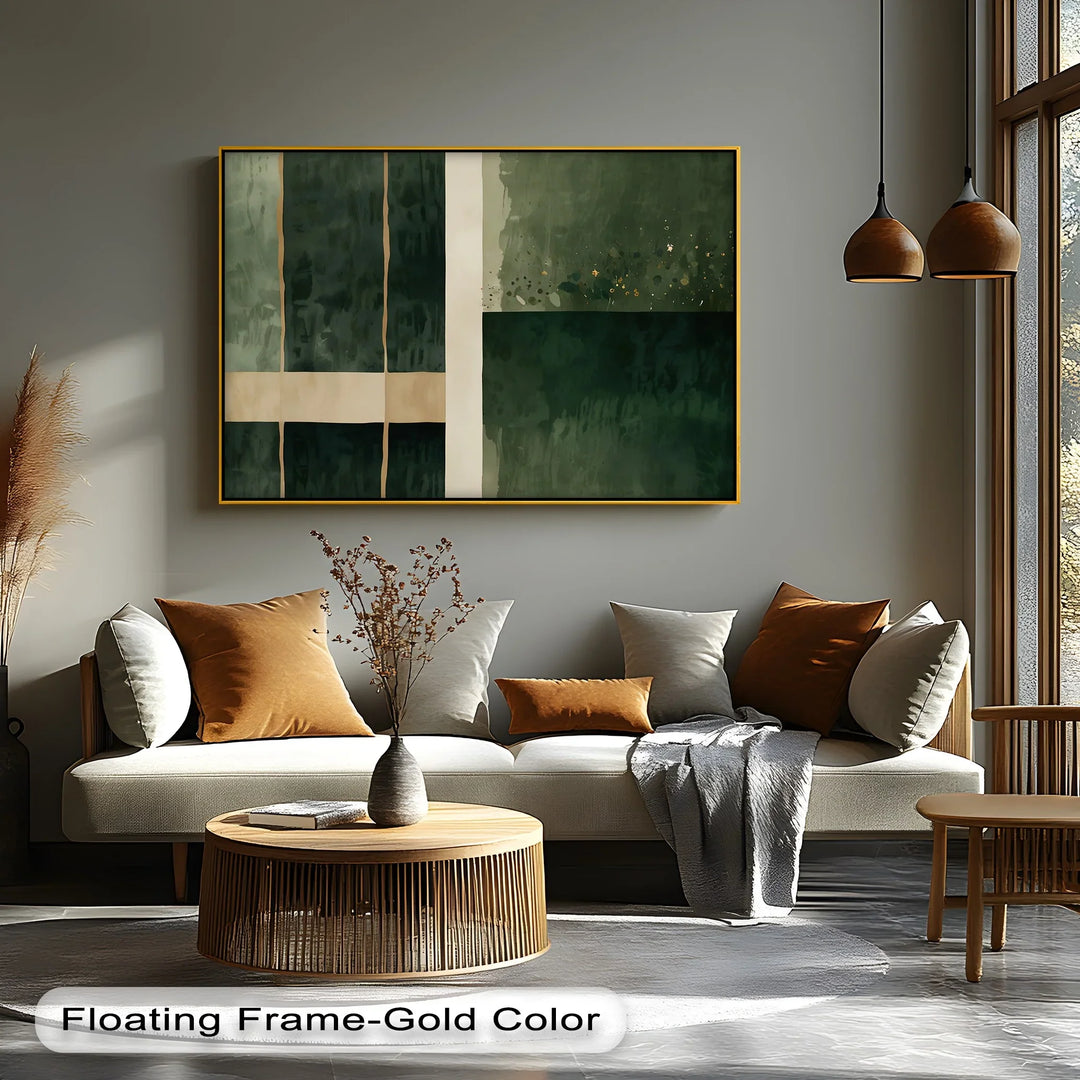 Emerald Structure – Modern Geometric Green Canvas Print - MyPhotoStation