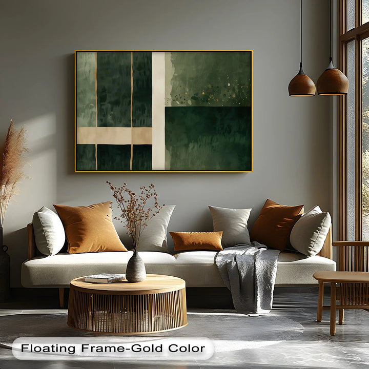 Emerald Structure – Modern Geometric Green Canvas Print - MyPhotoStation