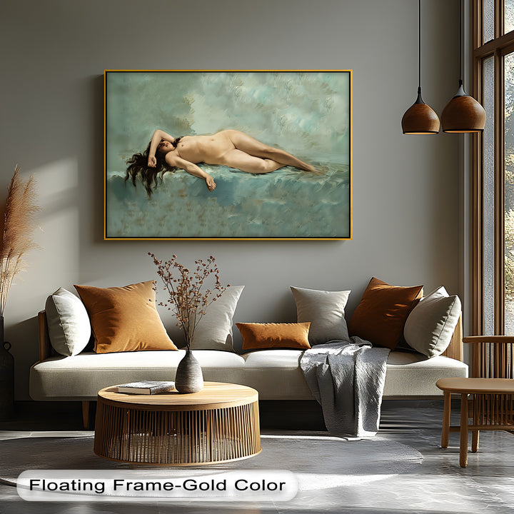 Celestial Nude – Serene Reclining Female Canvas Wall Art | Nude Art