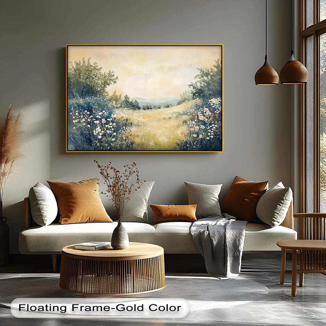 Golden Meadow Horizon – Serene Landscape Canvas Print - MyPhotoStation