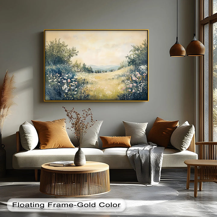 Golden Meadow Horizon – Serene Landscape Canvas Print - MyPhotoStation