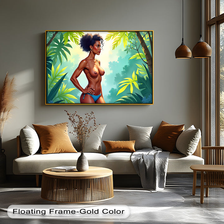 Confident Jungle Woman – Erotic Canvas Wall Art | Oversized Wall Art