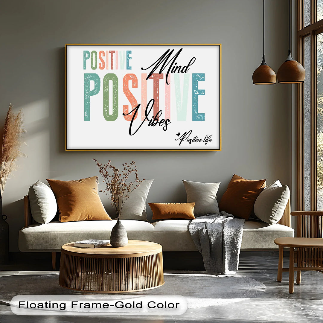 Positive Vibes – Colorful Affirmation Typography Canvas Print