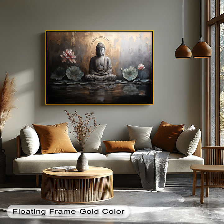 Lotus Tranquility – Seated Buddha Reflection Canvas Print