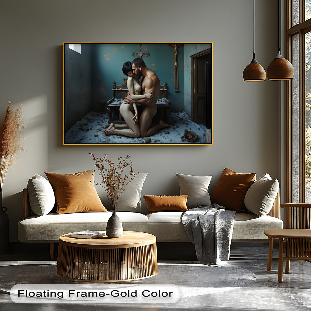 Devotion in Ruin – Gothic Erotic Canvas Art | Large Canvas Wall Decor