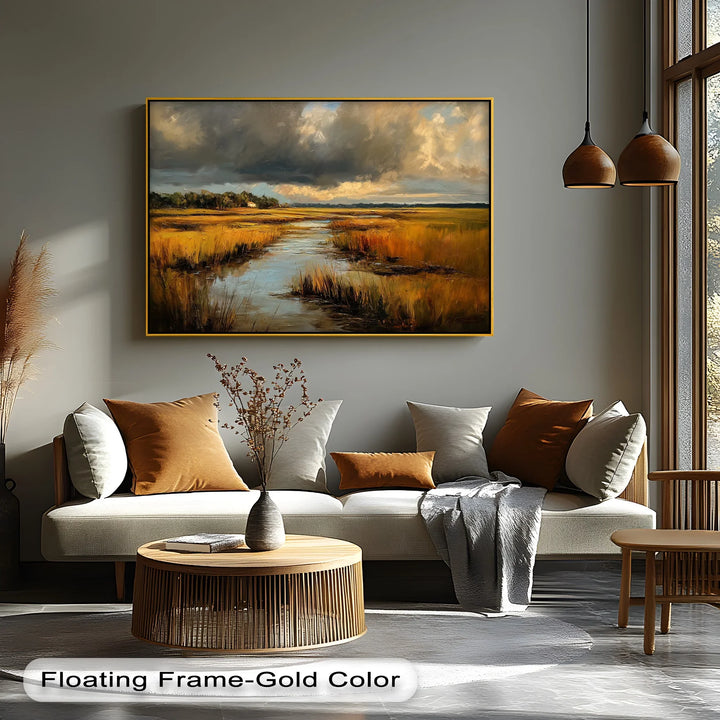 Golden Marshlands – Dramatic Sunset Landscape Canvas Print - MyPhotoStation