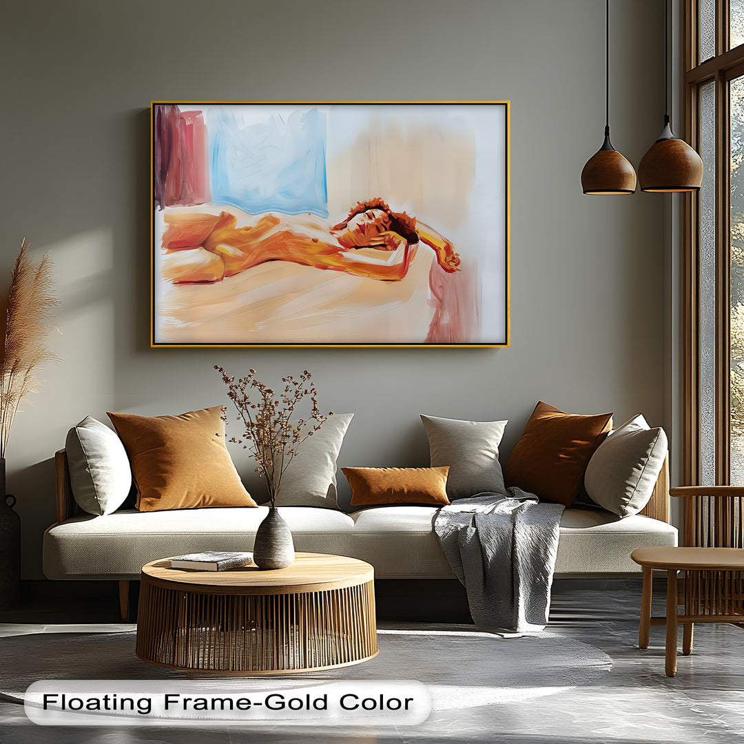 Painted Reverie – Abstract Nude Wall Art | Large Framed Canvas