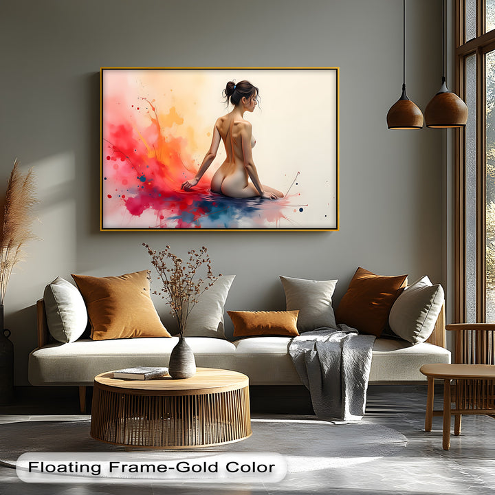 Serene Bloom – Nude Abstract Splash Canvas Wall Art | Sexy Art