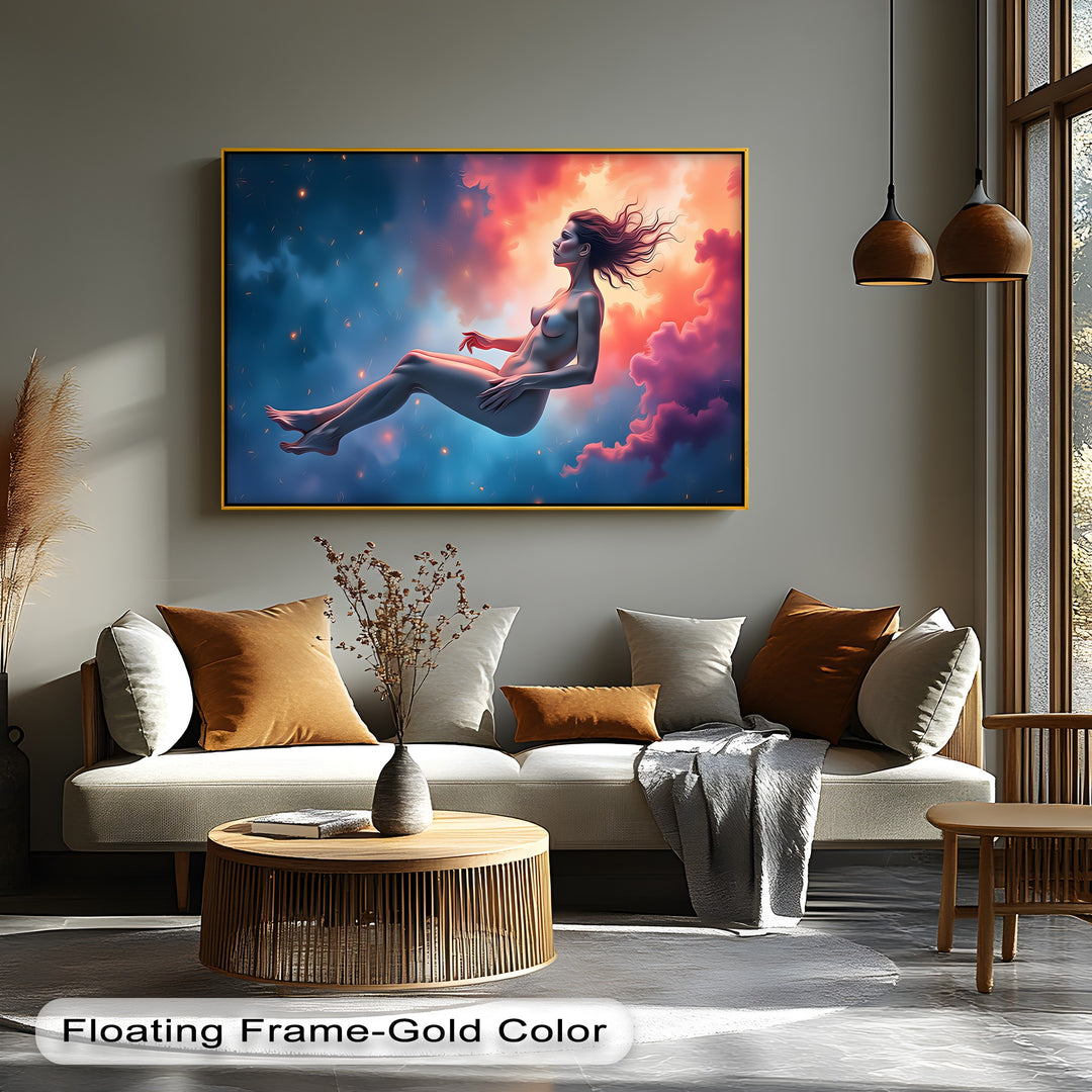 Floating Nude in Cosmos – Erotic Canvas Wall Art | Canvas Wall Decor