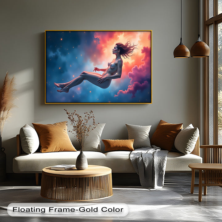 Floating Nude in Cosmos – Erotic Canvas Wall Art | Canvas Wall Decor