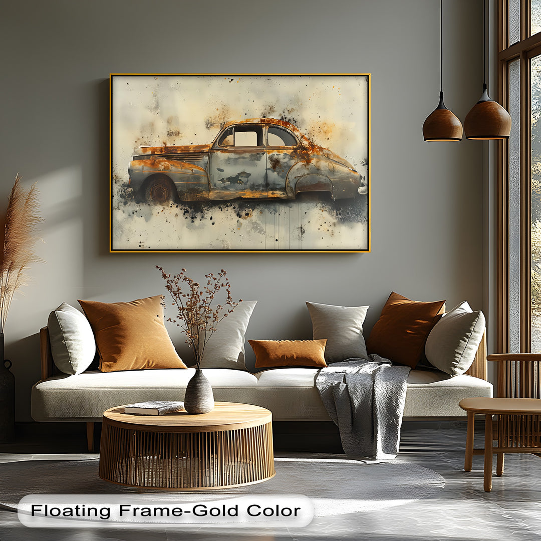 Rust & Revival – Abstract Vintage Car – Car Canvas Print - MyPhotoStation