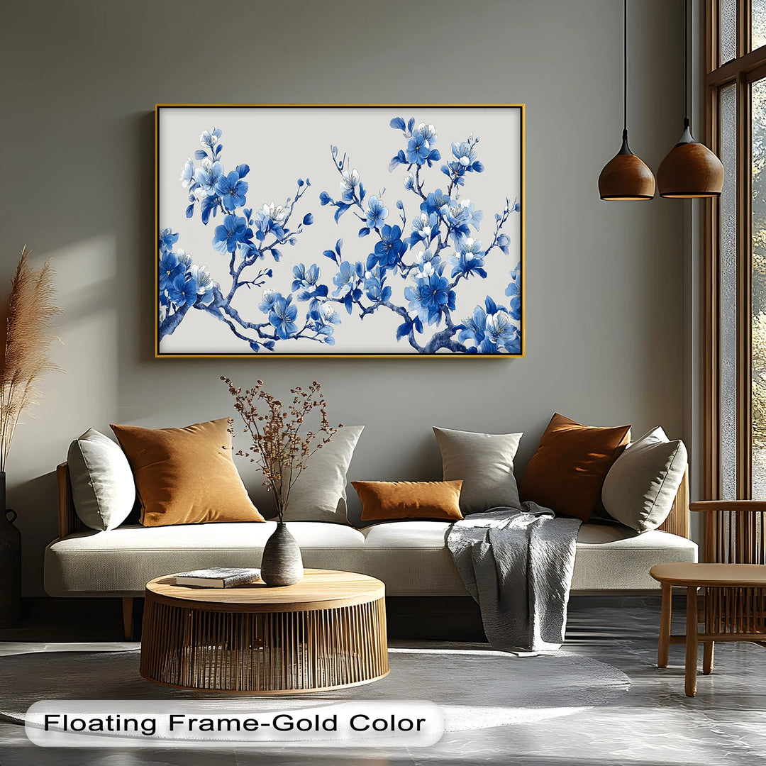 Blue Blossom Harmony – Cherry Flower Branch Canvas Print - MyPhotoStation