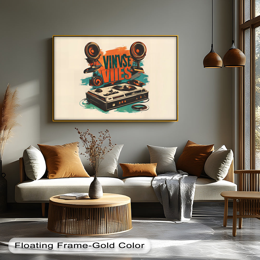 Vinyl Vibes – Retro Turntable & Speaker Canvas Print