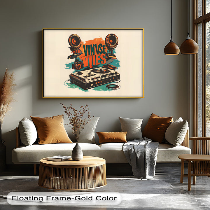 Vinyl Vibes – Retro Turntable & Speaker Canvas Print