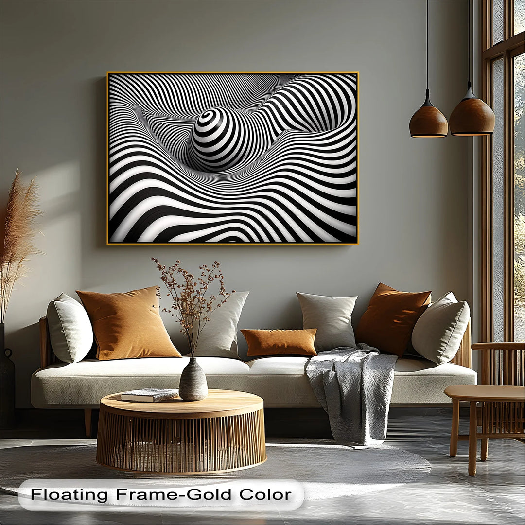 Hypnotic Spiral Wave Illusion – Black & White Canvas Print - MyPhotoStation