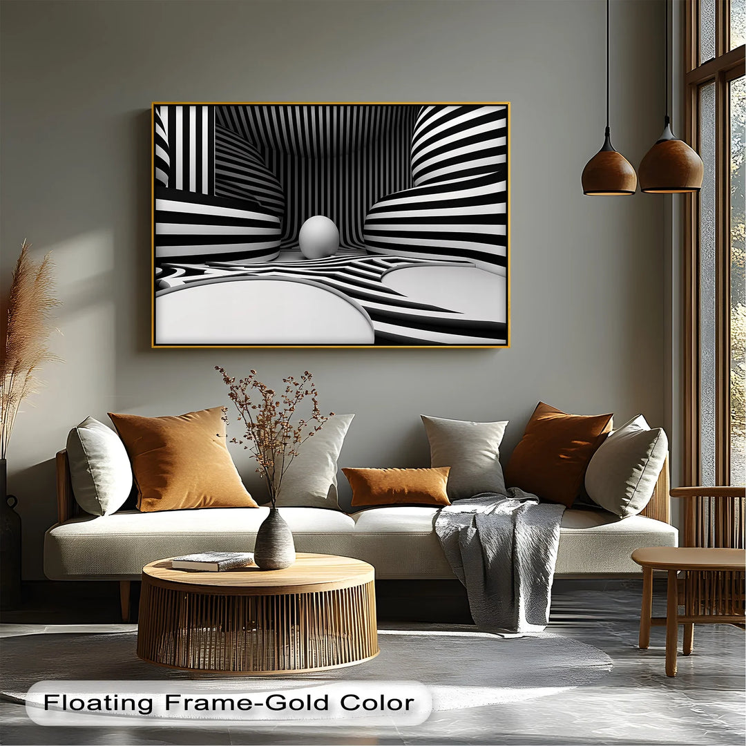 Monochrome Illusion Chamber – Black & White Canvas Print - MyPhotoStation