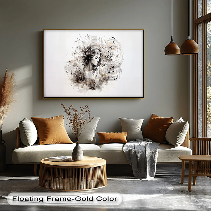 Abstract Woman with Musical Notes - Music Canvas Prints - MyPhotoStation