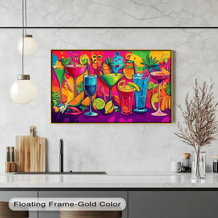 Tropical Cocktail Party – Vibrant Bar Kitchen Canvas Print - MyPhotoStation