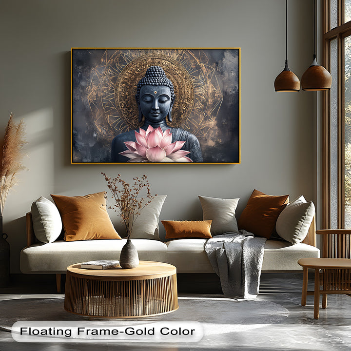 Enlightened Serenity – Buddha with Lotus Flower Canvas Print