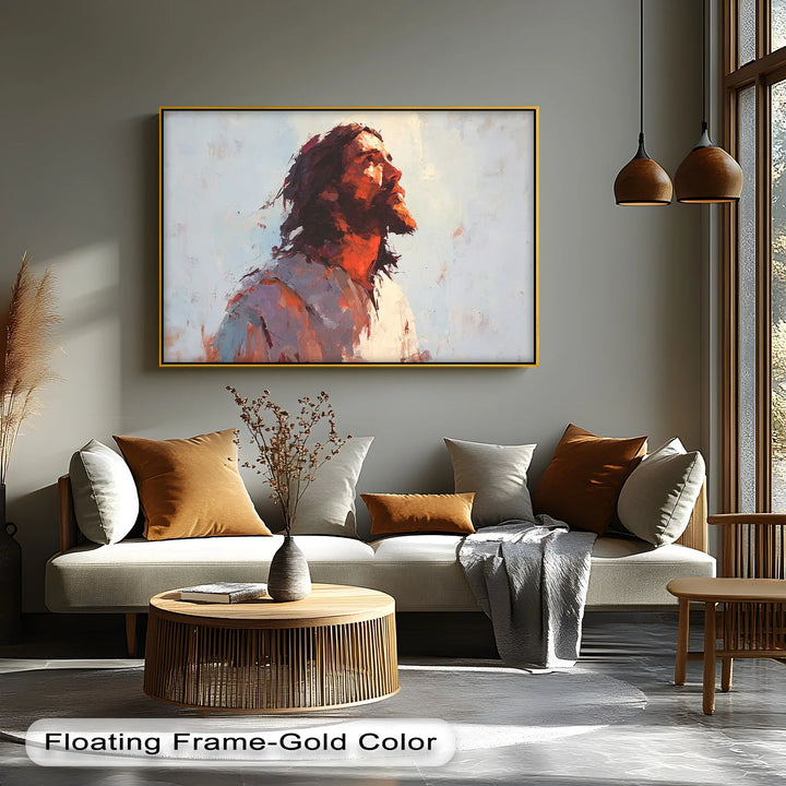 Divine Light – Portrait of Jesus in Reverent Gaze Canvas Print - MyPhotoStation